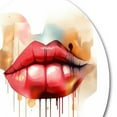 thumbnail image 3 of DESIGN ART Designart "Red Lips Of Luxury II" Fashion Metal Round Wall Art 16x16 - Disc of 16 Inch, 3 of 5