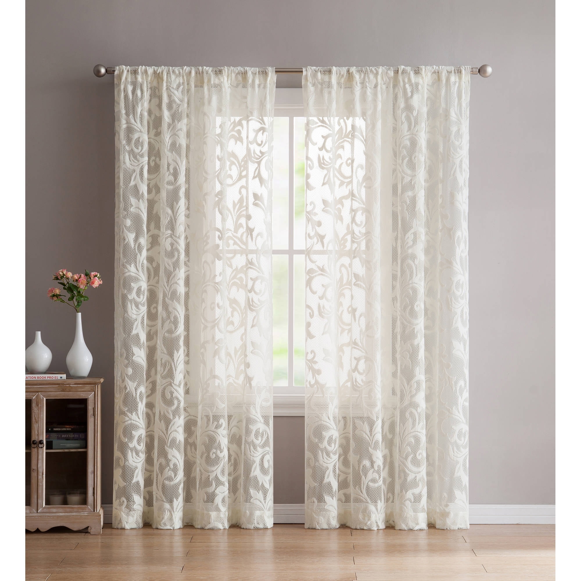 Better Homes & Gardens Scrolled Vines Window Curtain Panel, Multiple