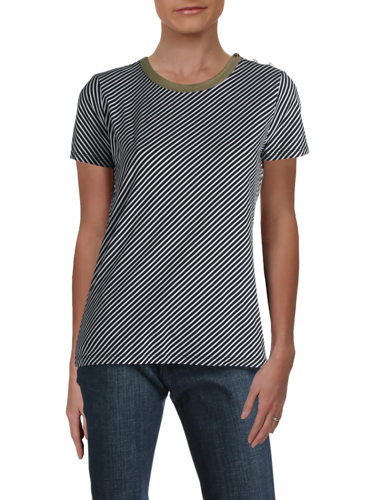 Lauren Ralph Lauren - Lauren Ralph Lauren Womens Lanovya Cotton Striped T-Shirt - Walmart.com 