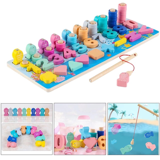 Juguetes Montessori de Color forma de clasificación de desarrollo bandejas de Aprendizaje educación matemáticas apilamiento Salvador Dali rompecabezas de madera para niños