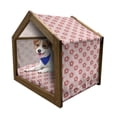 thumbnail image 1 of Flower Pet House, Abstract Romantic Spring Blossoms on Wavy Lines Lattice Style Backdrop, Outdoor & Indoor Portable Dog Kennel with Pillow and Cover, 5 Sizes, Rose Dark Coral White, by Ambesonne, 1 of 5