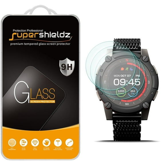 [3-Pack] Supershieldz for Matrix PowerWatch 2 Tempered Glass Screen Protector, Anti-Scratch, Anti-Fingerprint, Bubble Free