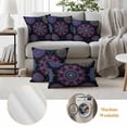 thumbnail image 6 of Boho Floral Outdoor Waterproof Pillow Covers, Abstract Bohemia Flower Plant Black Decorative Square Throw Pillowcase Sofa Cushion Sham for Patio/Couch/Chair, 24"x24" 2 Pack, 6 of 8