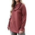 thumbnail image 2 of Nlife Women Long Sleeve Cowl Neck Loose Solid Color Bottoming Blouse, 2 of 4