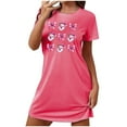 thumbnail image 4 of Sakmal Loose Women Moomoo Nightgowns Pink Lightweight Christmas Breathable Nightwear Short Sleeve Crew Neck Santa Claus Print Short Nightgowns S-2XL, 4 of 4
