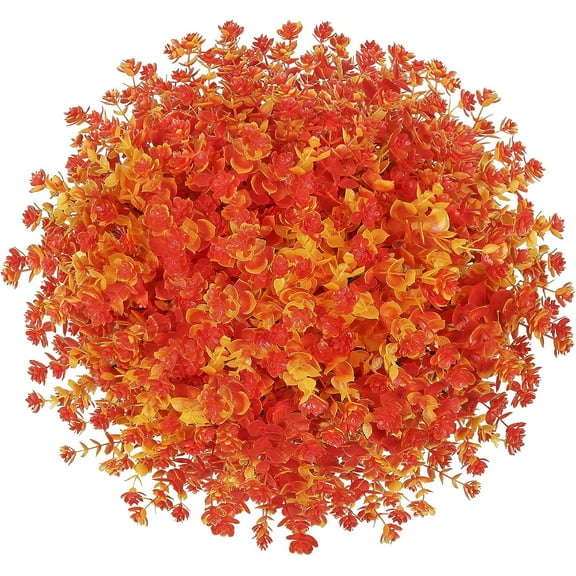 4 Bundles Artifical Spring Flower Outdoor Fake Plant Decor UV Resistant Faux Plastic Plants Hanging Plante Halloween Flower for Home Garden Porch Thanksgiving Christmas Decorations