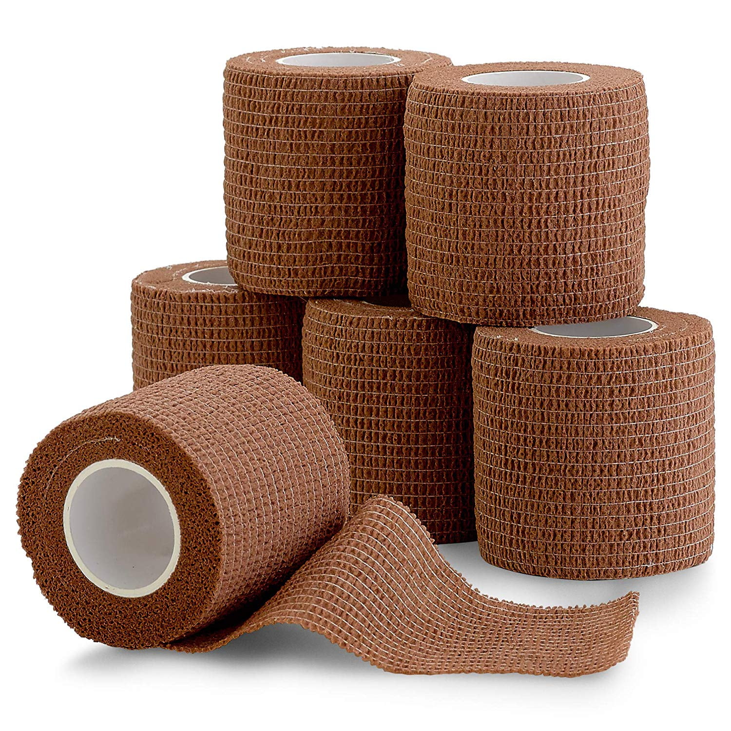 6 Pack, Self Adherent Cohesive Tape - 2" x 5 Yards, (Medium Tan Shade