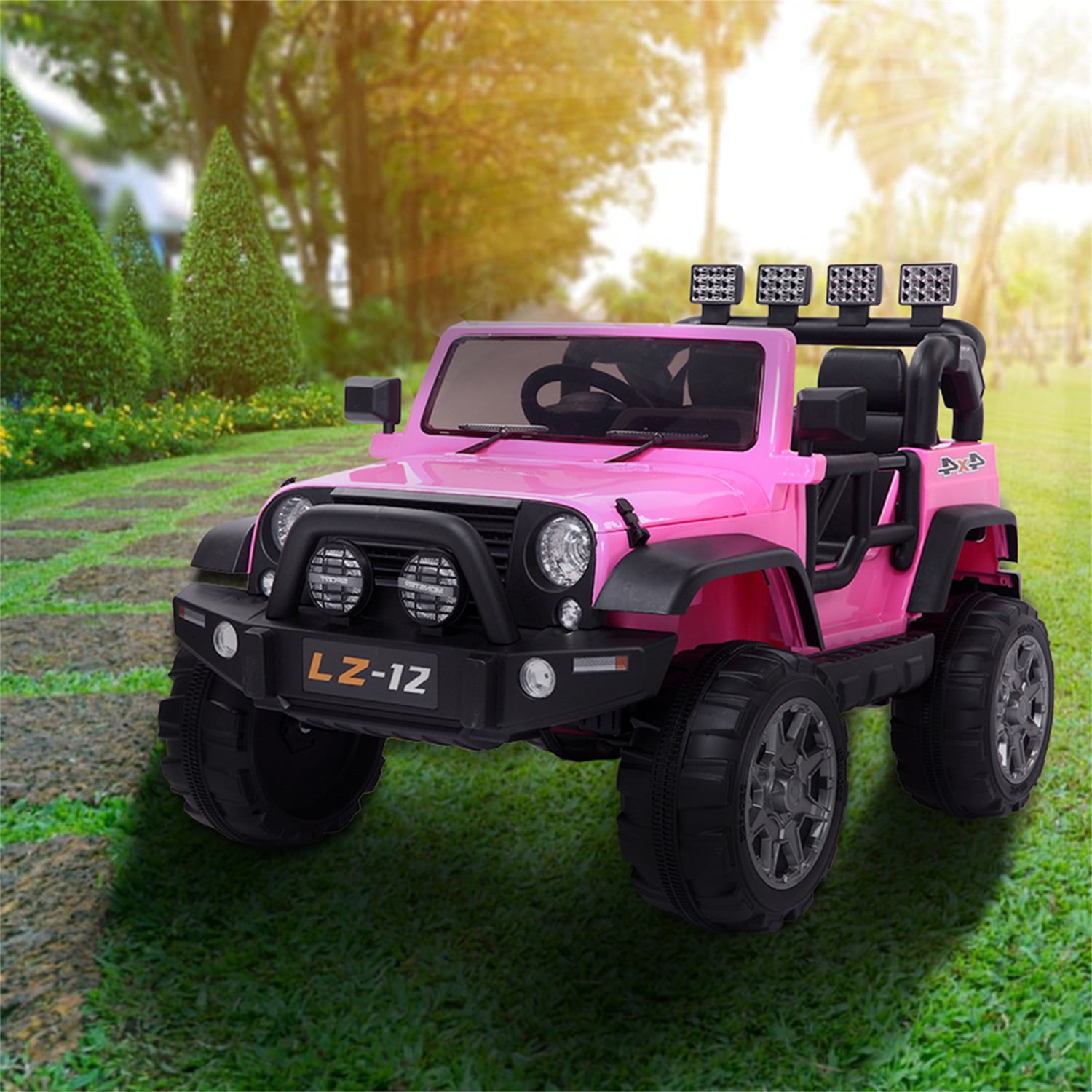 CIPACHO 12V Kids Ride On Car Toy, Electric Jeep Rechargeable Battery 4 mph Remote Control, Pink
