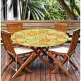 thumbnail image 7 of Round Fitted Tablecloth with Elastic Edge, Waterproof Stain Resistant Fabric Table Cover for 36"-65" Round Table, Indoor Outdoor Dining, Kitchen Decor, Camping, Holiday, Party, 7 of 7