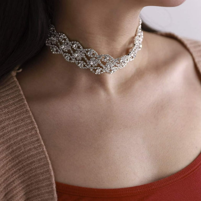 Rhinestone Choker Necklace Jewelry Adjustable Collar Necklaces