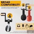 thumbnail image 6 of Dual Headphone Stand for Desk, 360° Rotating Under Desk Headset Holder Mount Clamp On Earphone Hanger with Cable Clip for 0.35 to 1.65 inch Thick Table, 6 of 10
