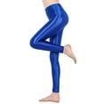 thumbnail image 2 of CHICTRY Womens Shiny Leggings Yoga Pants Glossy High Waist Tights Trousers for Workout Fitness Club Dance A Royal Blue XL, 2 of 5