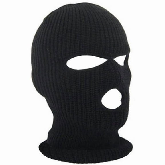 Apooke 3 Hole Motorcycle Balaclava Black Knit Hat Face Shield Beanie Cap Winter