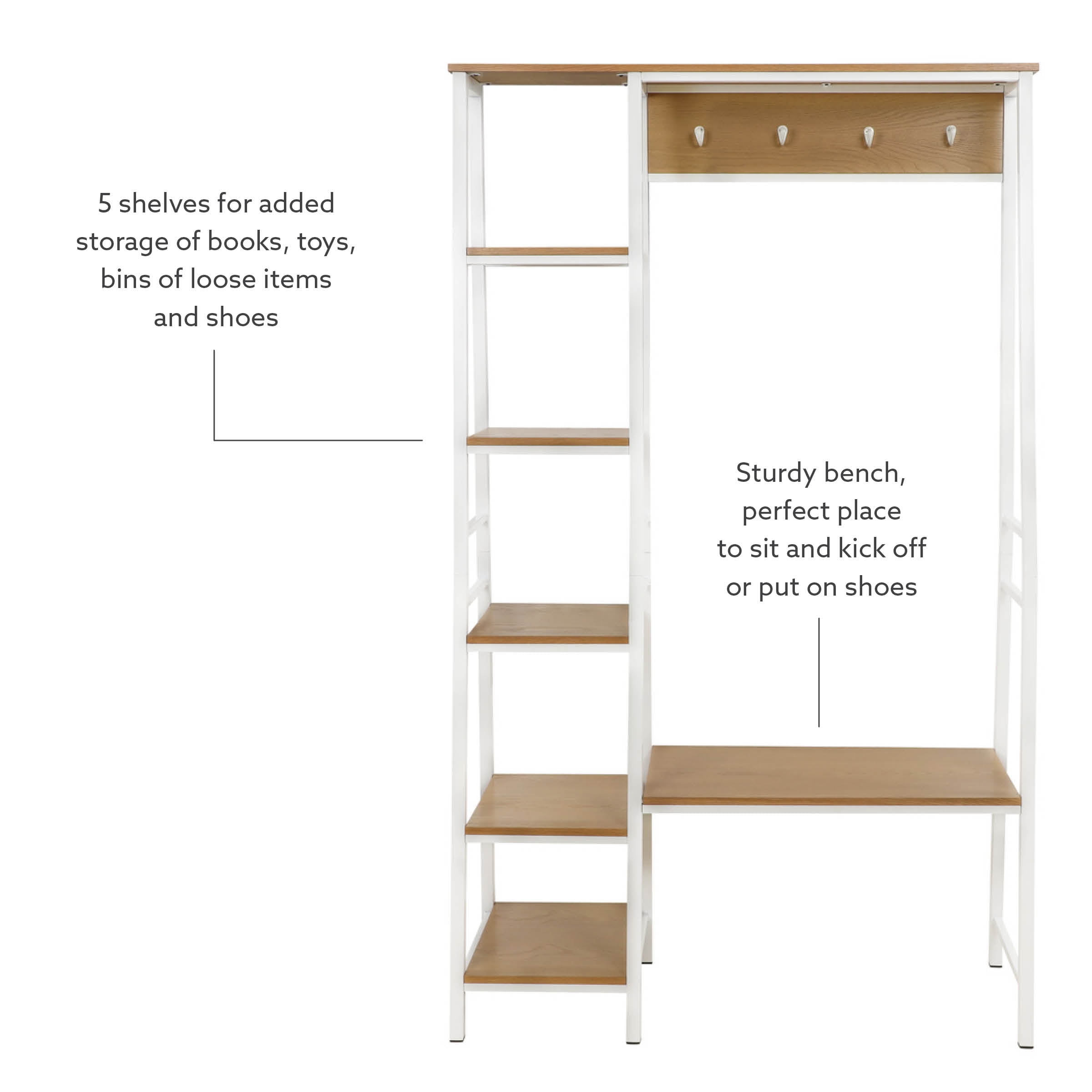 Linon Albion Modern Hall Tree, White