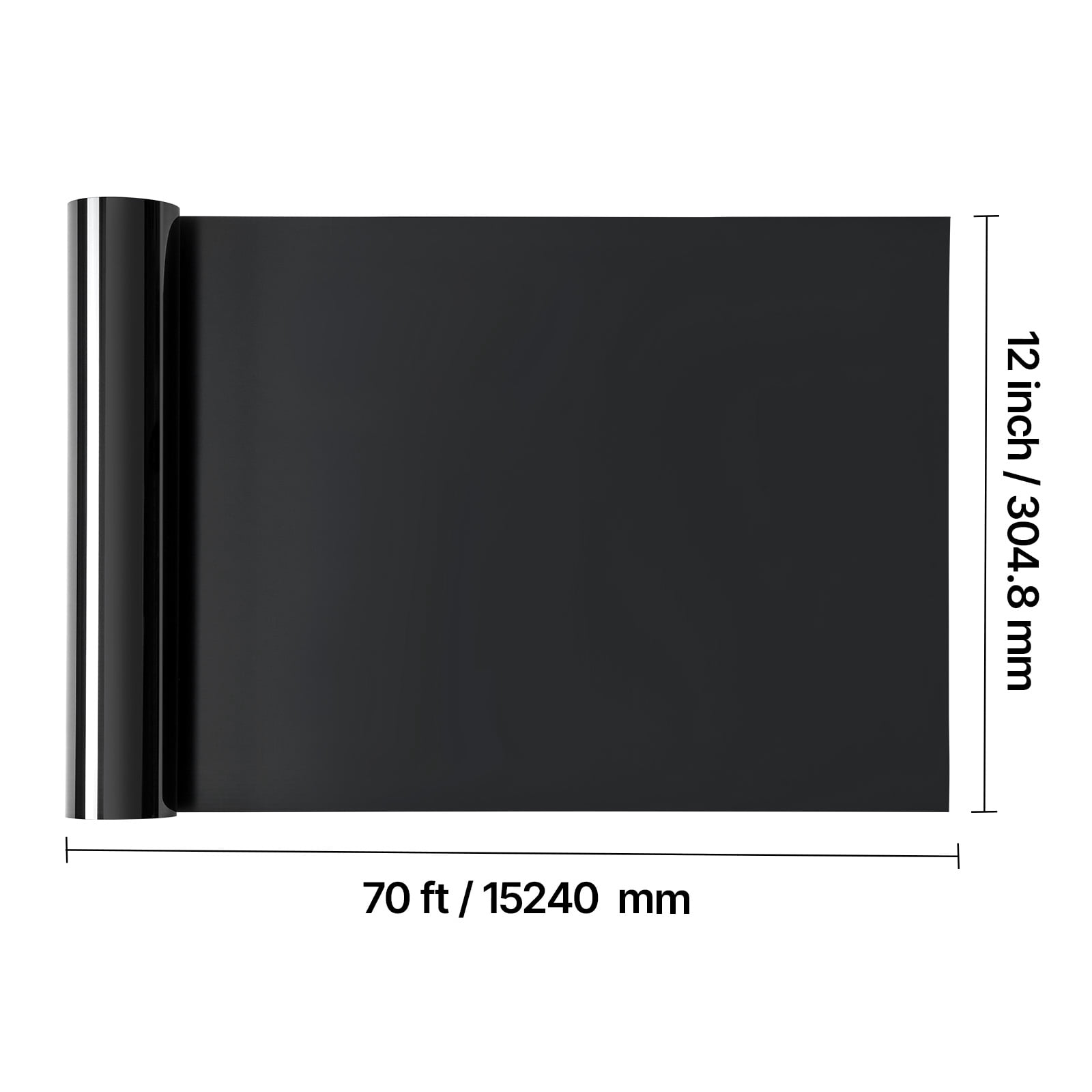 VEVOR Heat Transfer Vinyl, 12 in x 70 ft, Glossy Black HTV Iron on Vinyl Roll, Easy to Cut and Weed, Strong Adhesion, Compatible with Cutting Machines, for Various Materials, T-shirts, Pillows, Hats