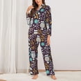 thumbnail image 2 of Pajama Sets for Women 2 Pcs, Forest Cute Owl A Button Down Long Sleeve Sleepwear Lounge PJ Sets, 2 of 6