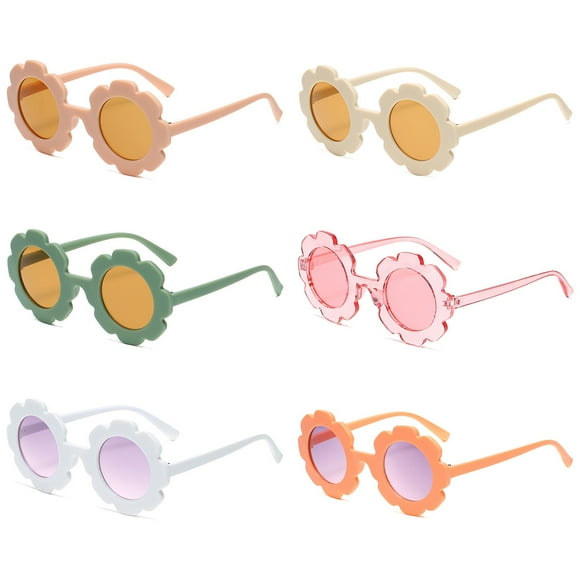 pitrice Pack of 6 Kids Flower Sunglasses Cute Summer Beach Travel Camping Hiking Eye for Protection Sun Glasses Toddler Eyewear