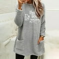 thumbnail image 2 of Bcresic Sherpa Sweatshirt Dress for Women Funny Letter Printed Sweatshirts Cute Fuzzy Long Sleeve Pullover Casual Winter Warm Mini Sweater with Pockets(Gray,S), 2 of 4
