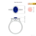 thumbnail image 5 of ANGARA Oval Lab Grown Blue Sapphire Halo Side Stone Engagement Ring for Women in 14K White Gold (Size-8x6mm) | September Birthstone Jewelry for Her | Lab-Grown Blue Sapphire Engagement Ring, 5 of 8