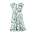thumbnail image 4 of Bainana Girls Flutter Sleeve Floral Print Tiered Dress Fashion Crew Neck Party Wear Youth Girls Summer Stylish Fit Playwear Party Outfit Mint Green Size 6-7 Years, 4 of 5