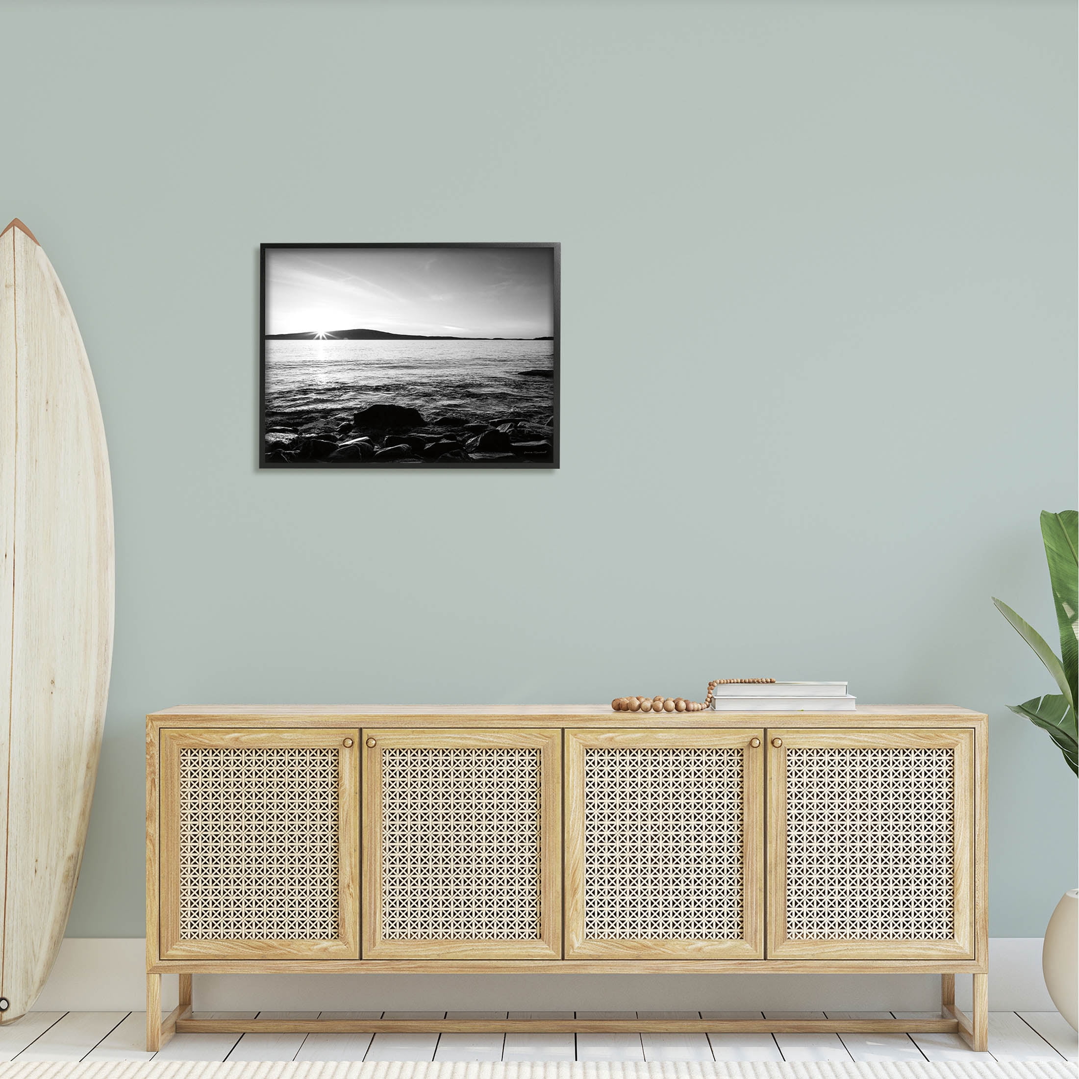 Stupell Industries Frenchman Bay Nautical Seascape Photograph Black Framed Art Print Wall Art, Design by Laura Marshall