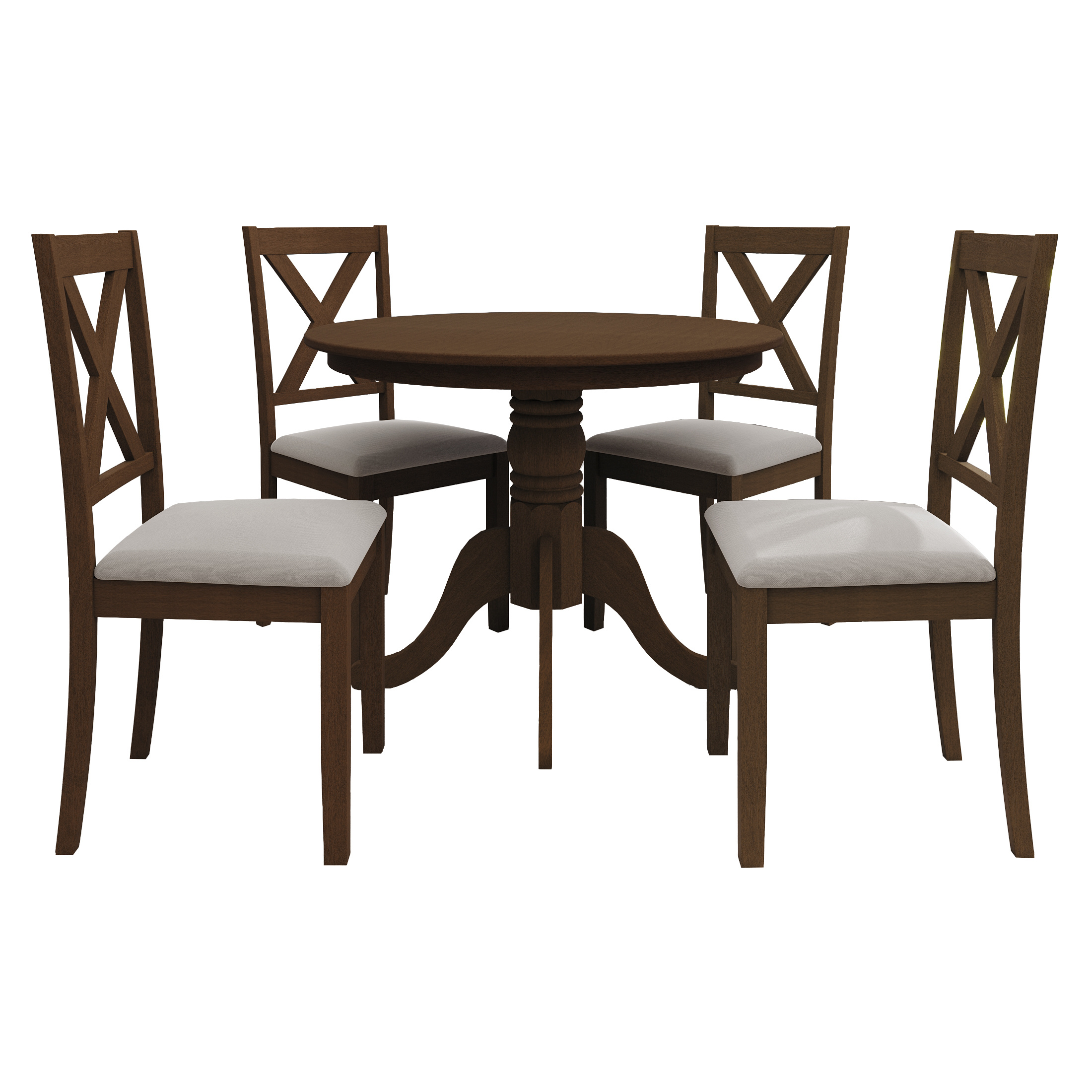 Castle Place 5-Piece Rustic Wooden Indoor Dining Table and Chairs Set, Brown