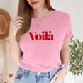 thumbnail image 2 of TSADFHJI T-Shirt Blanc Femme Coton Col Rond Mode Décontractée Couleur Unie Imprimé Lettre Col Rond Manches Courtes T-Shirt Top S, 2 of 4