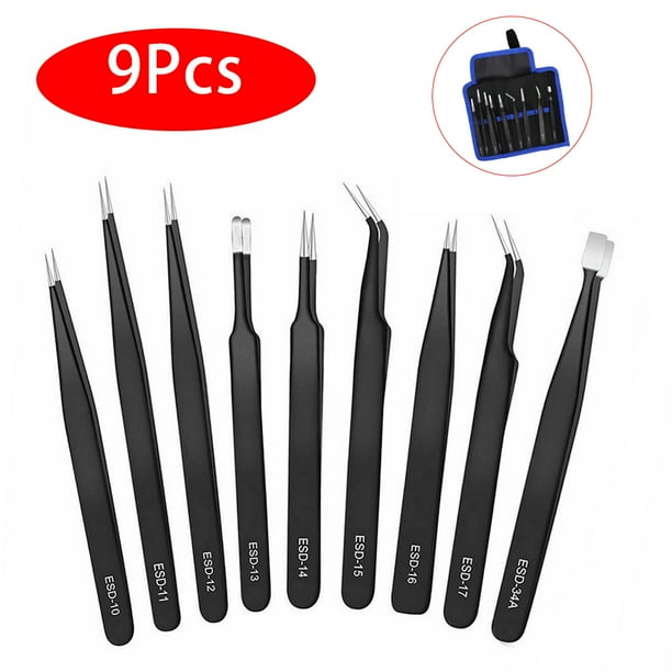 Antistatic Precision Tweezers Set Stainless Steel Tweezer Electronics