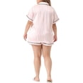 thumbnail image 3 of Conjunto de pijamas de talla grande Agnes Orinda para mujeres, con botones, estrellas, manga corta, ropa de dormir 3X rosa, 3 of 6