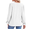 thumbnail image 3 of HAPIMO Women's White Blouses Lace Crochet Ruffled Round Neck Bell Sleeve Solid Color Shirts Hollow Out Casual Loose Tops Teen Grils Fashion Clothes White L, 3 of 3