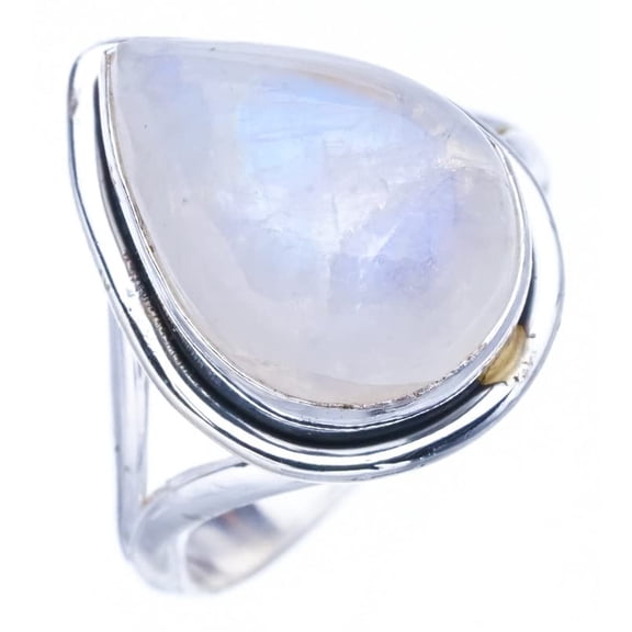 StarGems® Natural Moonstone Handmade 925 Sterling Silver Ring 5 F2762