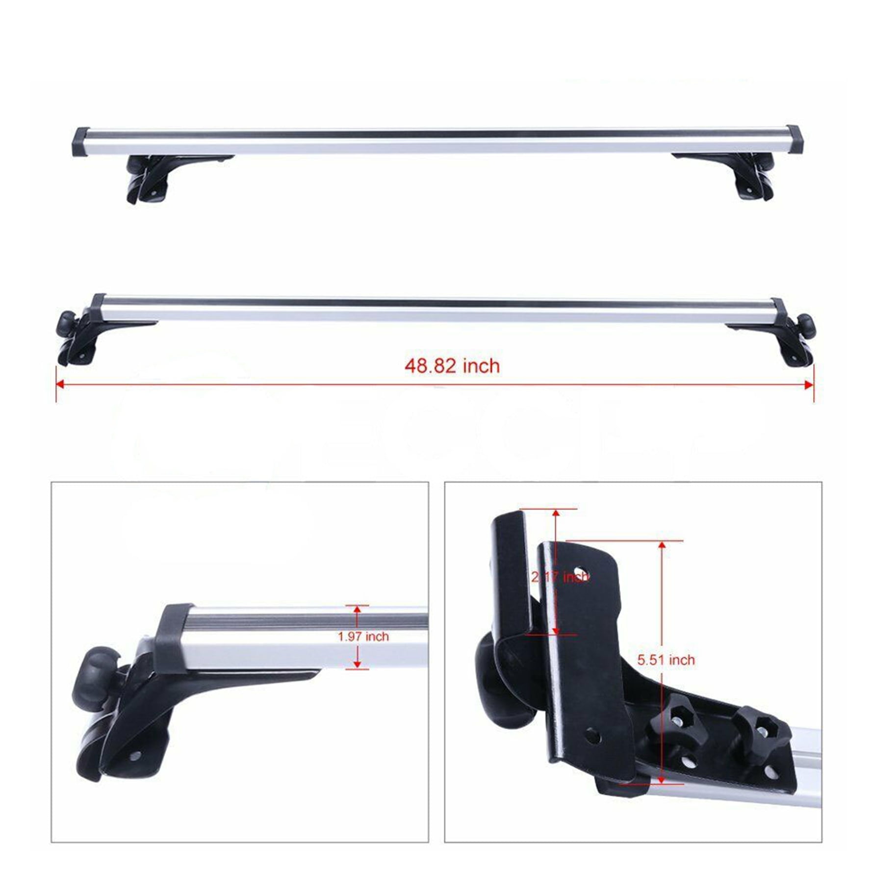 SEBLAFF Universal 48 Inch 330LB Car Top Roof Cross Bar Luggage Cargo Carrier Rack w/ 3 Kinds Clamp Silver