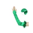thumbnail image 3 of Women's Satin Hooked Finger Gloves Feather Cuffs Fingerness Costplay Sleeves for Christmas Dance 1920s Party Dark Green, 3 of 7