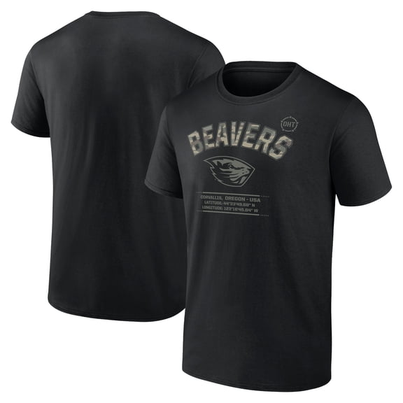 Men's Black Oregon State Beavers OHT Military Appreciation Stencil Stacked T-Shirt