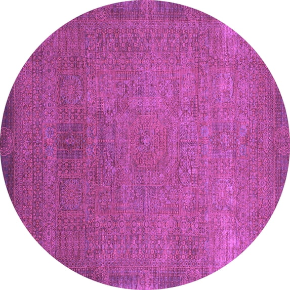 Ahgly Company Indoor Round Oriental Purple Modern Area Rugs, 7' Round