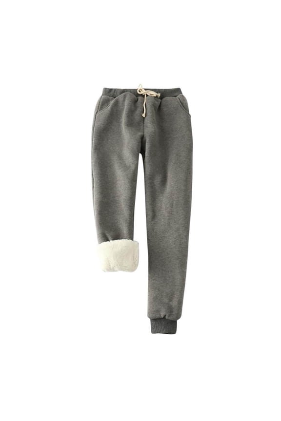 Winter Fleece Lined Sweatpants for Women Wide Leg Elastic High Waisted Pants Soft Warm Cinch Bottom Jogger Pants