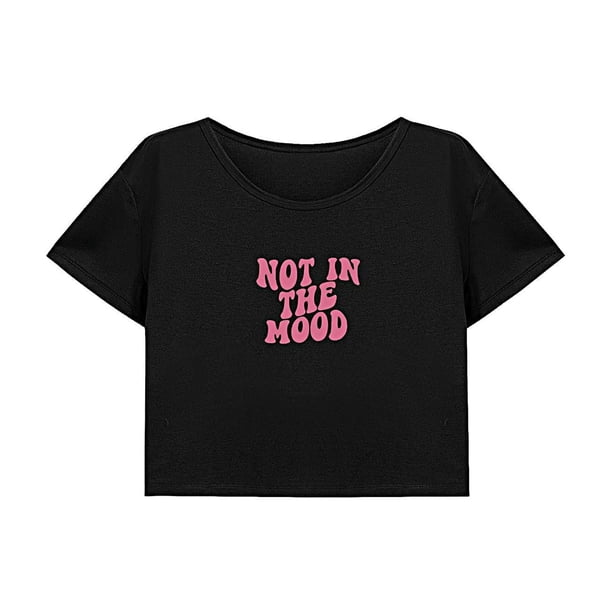 Camiseta corta para mujer, ropa de verano, cuello redondo, para vacaciones, regalo del día de San Valentín M