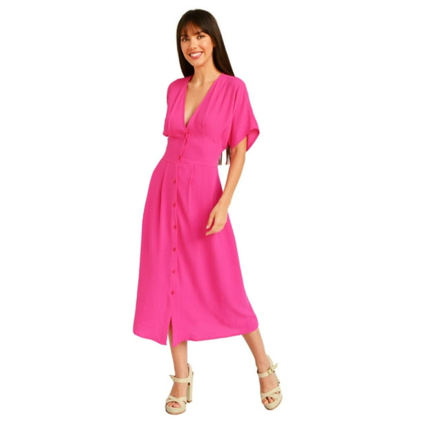 Vestido manga corta Roman Fashion /Juvenil 0222 (Fiusha) fucsia CH Roman Fashion V-ELY-0222-FIUSHA