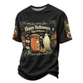 thumbnail image 2 of Men's Halloween Graphic T-Shirt, Short Sleeve Crew Neck Spooky Ghost Pumpkin Print, Lightweight Breathable Casual Tee for Party 02-Black XXL, 2 of 5