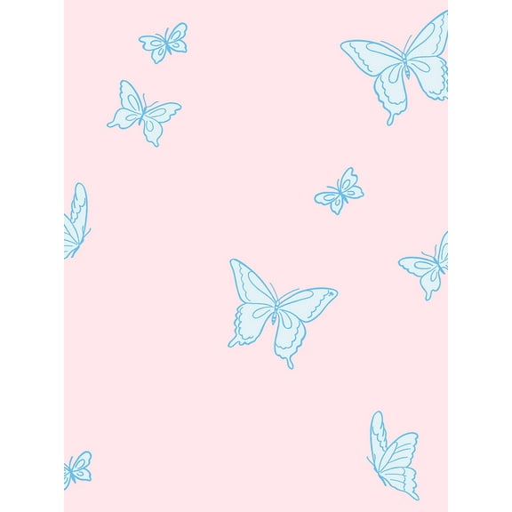 Butterfly Removable Vinyl Wallpaper by Barbie - Pink Blue