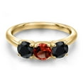 thumbnail image 3 of Gem Stone King 10K Yellow Gold Red Garnet and Black Sapphire Engagement Ring for Women | 1.93 Cttw | Round 5MM | Gemstone January Birthstone | Size 9, 3 of 6