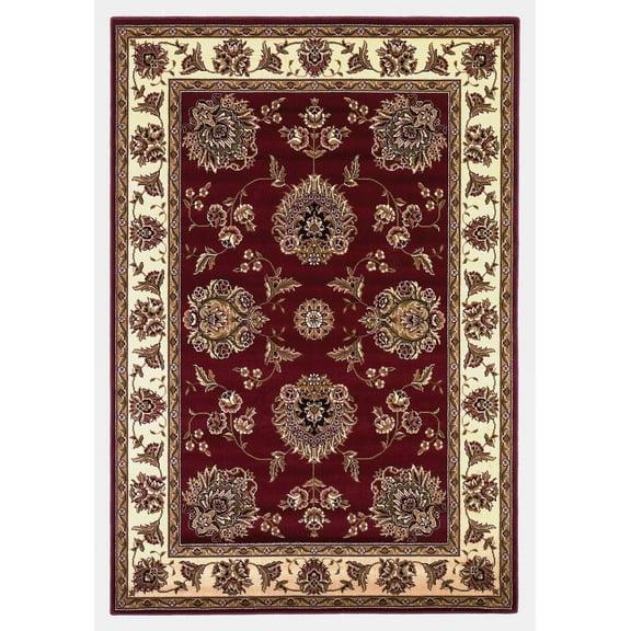 10'x13' Red Ivory Machine Woven Floral Traditional Indoor Area Rug