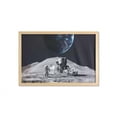 thumbnail image 1 of Outer Space Wall Art with Frame, Moon US Spaceman Launching on the Exploring Dark Matter Orbit Lunar Design, Printed Fabric Poster for Bathroom Living Room, 35" x 23", Grey and Blue, by Ambesonne, 1 of 2