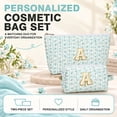 thumbnail image 3 of DAKIMOE 2PCS Makeup Bag Travel Toiletry Bag Cosmetic Bags Organizer Personalized Initial for Birthday Christmas Girl Women Girlfriend Teacher Valentines Day Gifts, 3 of 10