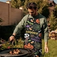 thumbnail image 3 of Halloween Spooky Words and Icons Pattern Apron-Garden Aprons for Women with Pockets-Cotton Linen Waterproof Kitchen Cooking Gardening Aprons Adjustable for Kitchen,Cooking,BBQ and Salon 33"x27", 3 of 7