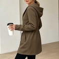thumbnail image 5 of Womens Zip up Long Hoodie - Lightweight Soft Fleece Front Zipper Hooded Jackets with Side Pockets Tie Waist Loose Casual Long Sleeve Winter Coats Brown XXL, 5 of 7
