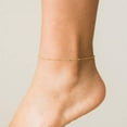 thumbnail image 2 of Ankle Bracelets for Women Dainty 18K Gold Plated Anklet Waterproof Round Beaded Paperclip Herringbone Pearl Chain Anklets Waterproof Beach Foot Jewelry, 2 of 6