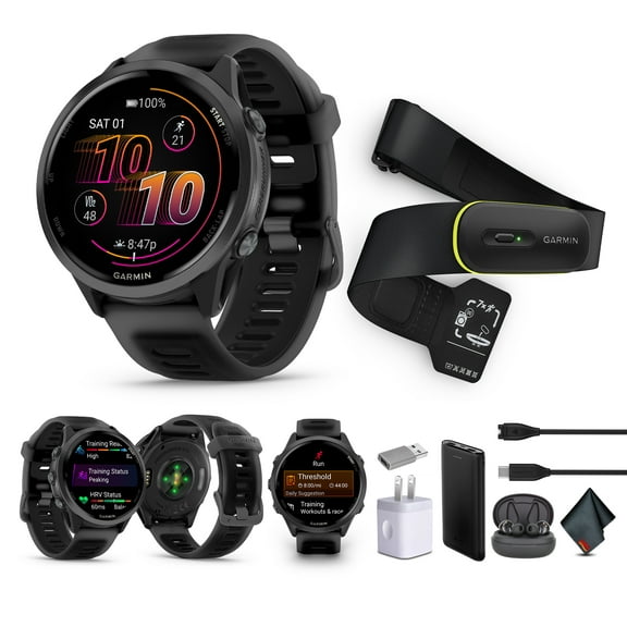 Garmin Forerunner 570 Running Smartwatch, 47MM WiFi, GPS Fitness Smart Watch For Men And Women, Slate Gray Aluminum with Translucent Black/Black Band​​   Access 600 Fitness Monitor, M-XL​   More