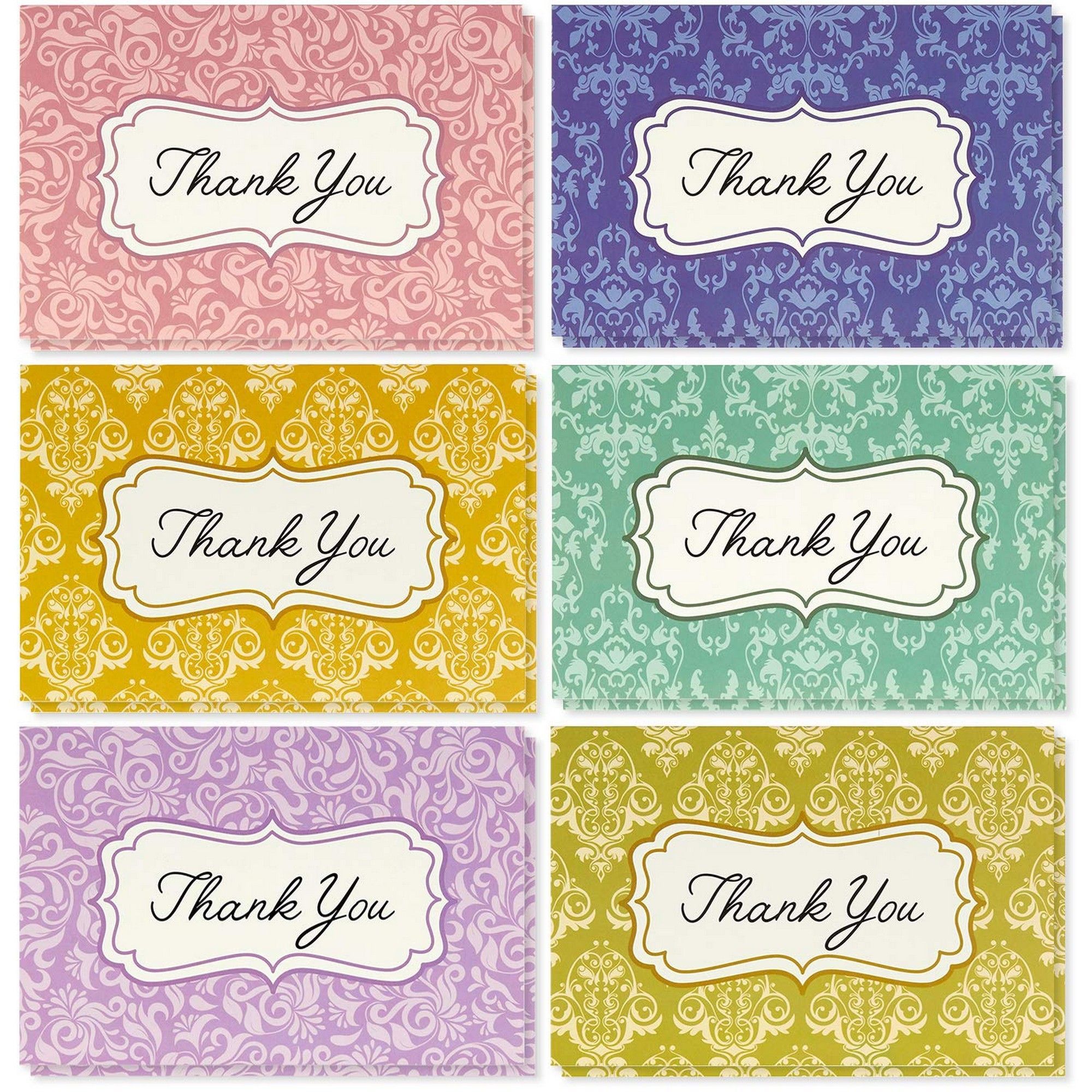 Thank You Cards Bulk 48Pack Thank You Cards, 6 Damask