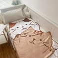 thumbnail image 2 of 1.5M Shoppu Cute Brown Cat Flannel Blanket, 2 of 7